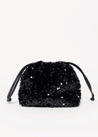 swatch_Black robby sequin drawstring bag