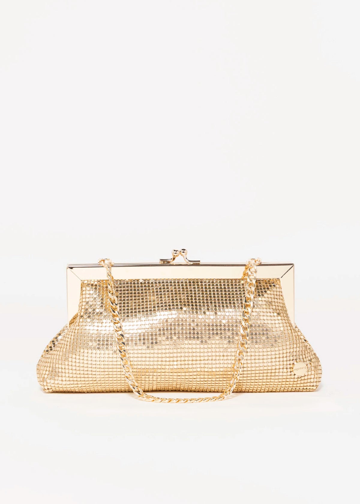 swatch_Gold olga berg zara mesh frame clutch