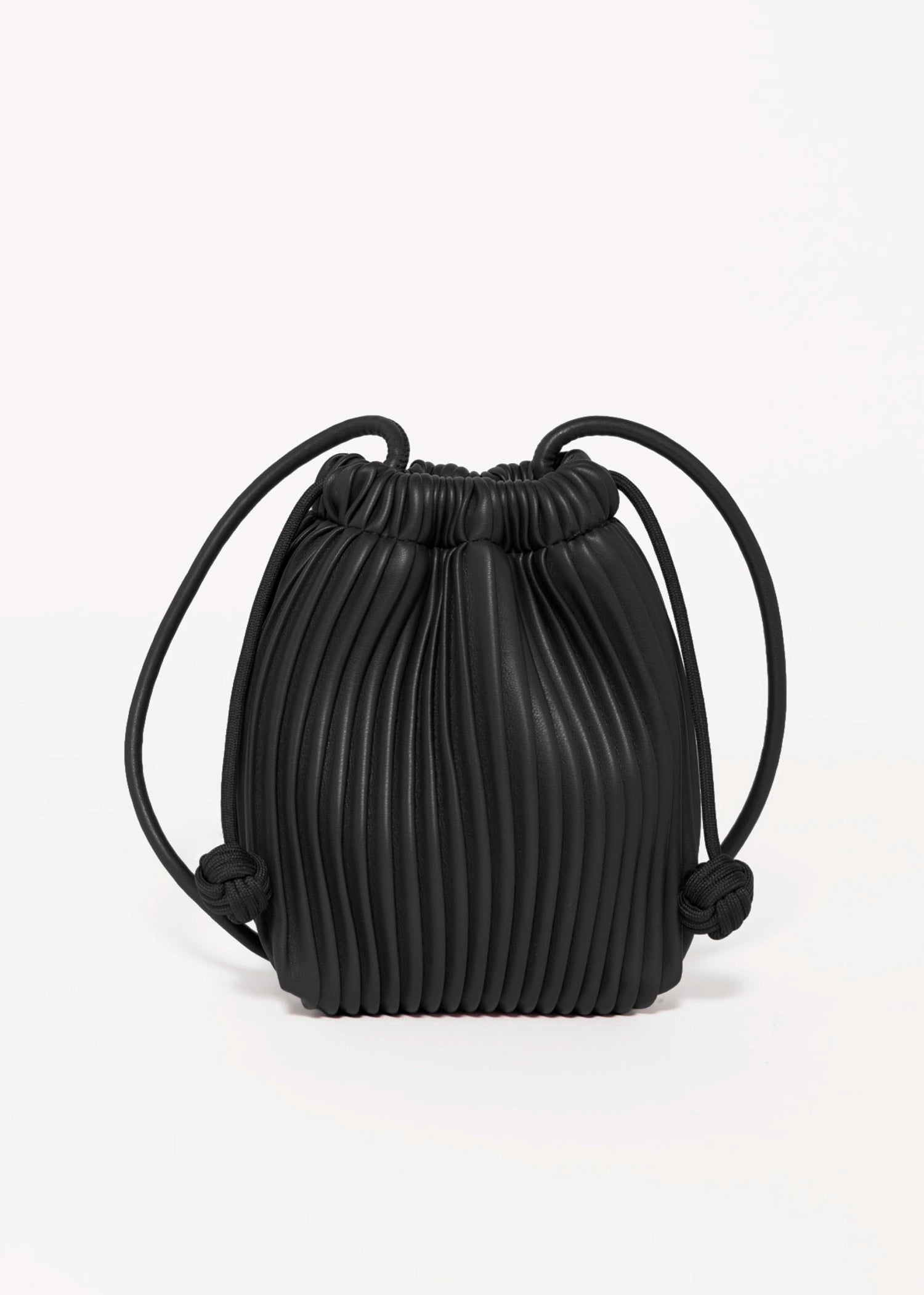 swatchc_Black pleated drawstring bucket bag