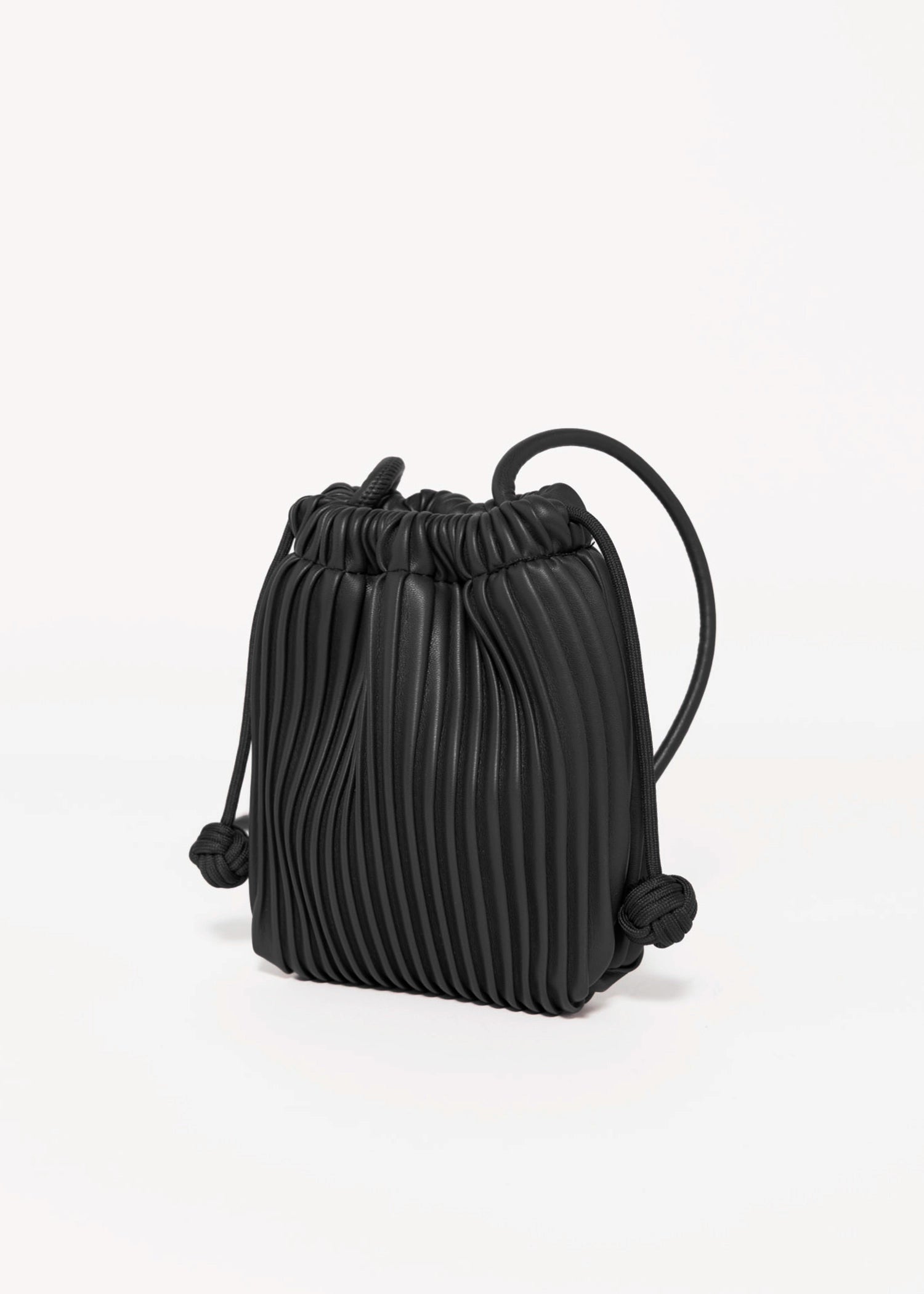 swatchc_Black pleated drawstring bucket bag