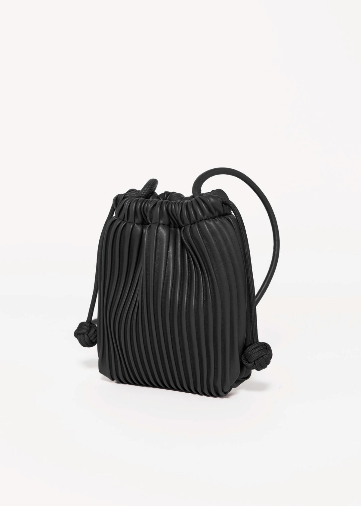 swatchc_Black pleated drawstring bucket bag