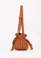 swatch_Camel pleated fabric bucket bag