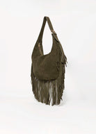 swatch_Olive reba suede fringe hobo bag