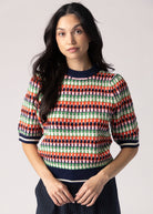 swatch_Navy Multi thml striped short sleeve sweater