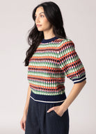 swatch_Navy Multi thml striped short sleeve sweater