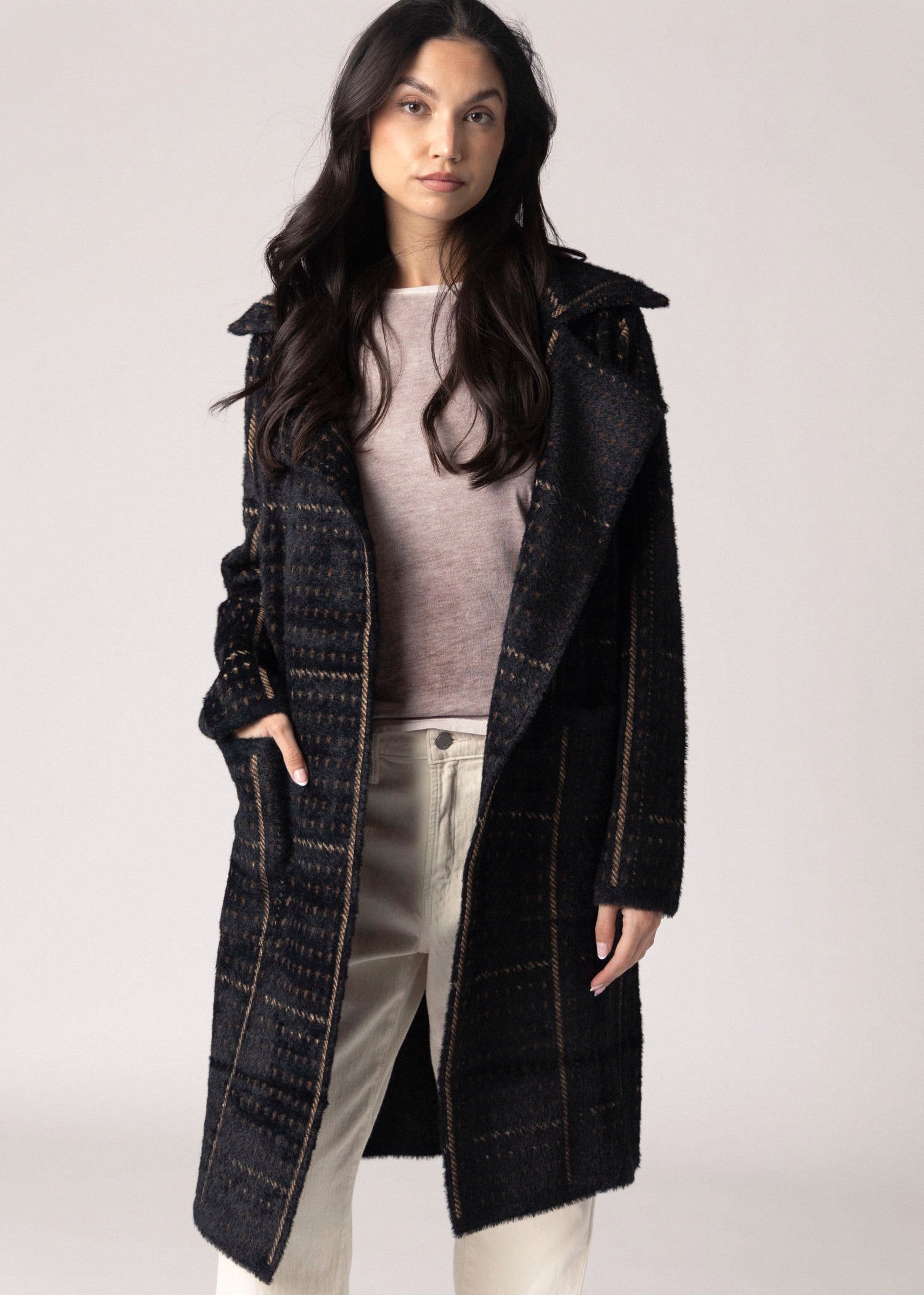 swatch_Black Multi sage the label marceau houndstooth coat