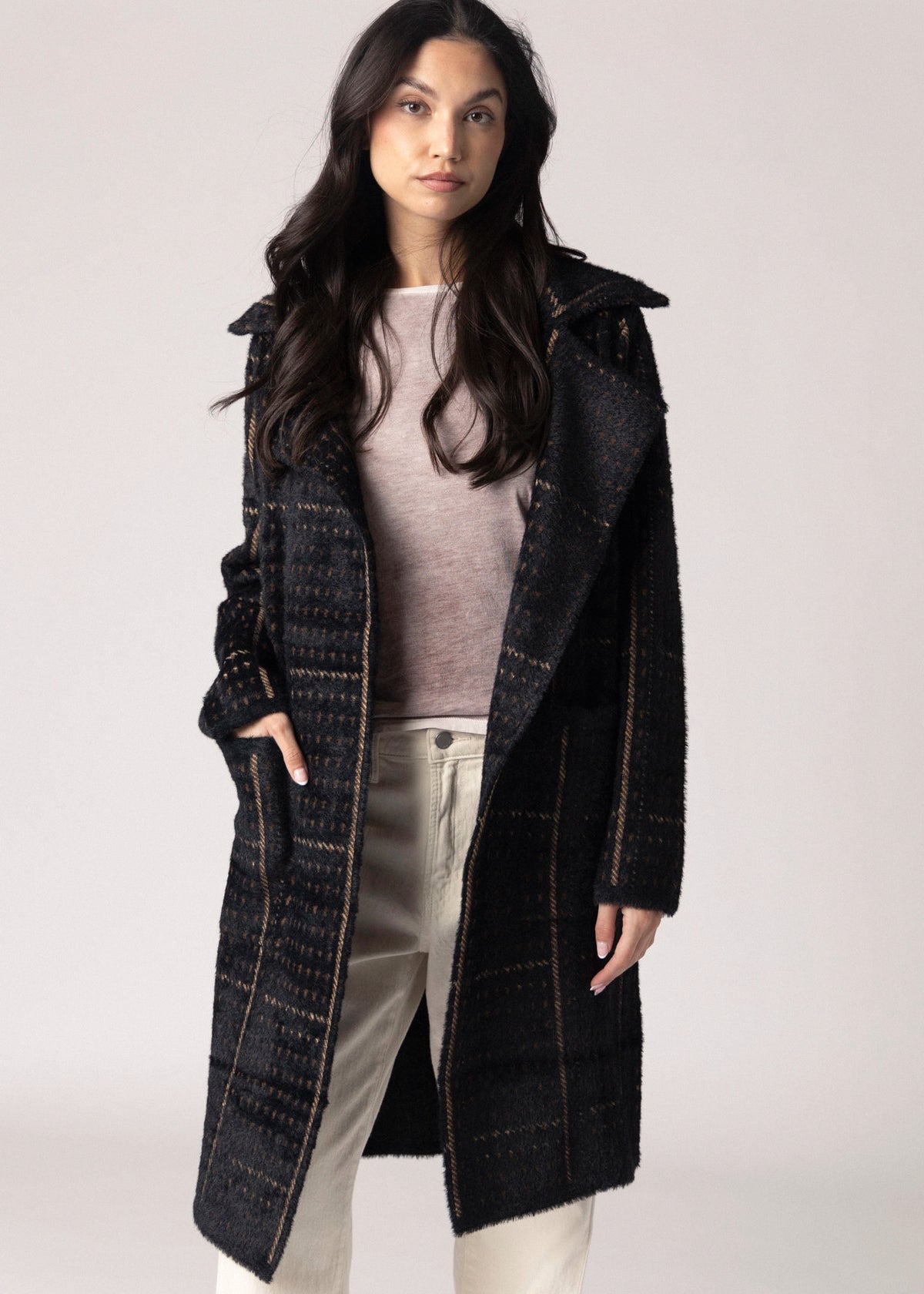 swatch_Black Multi sage the label marceau houndstooth coat