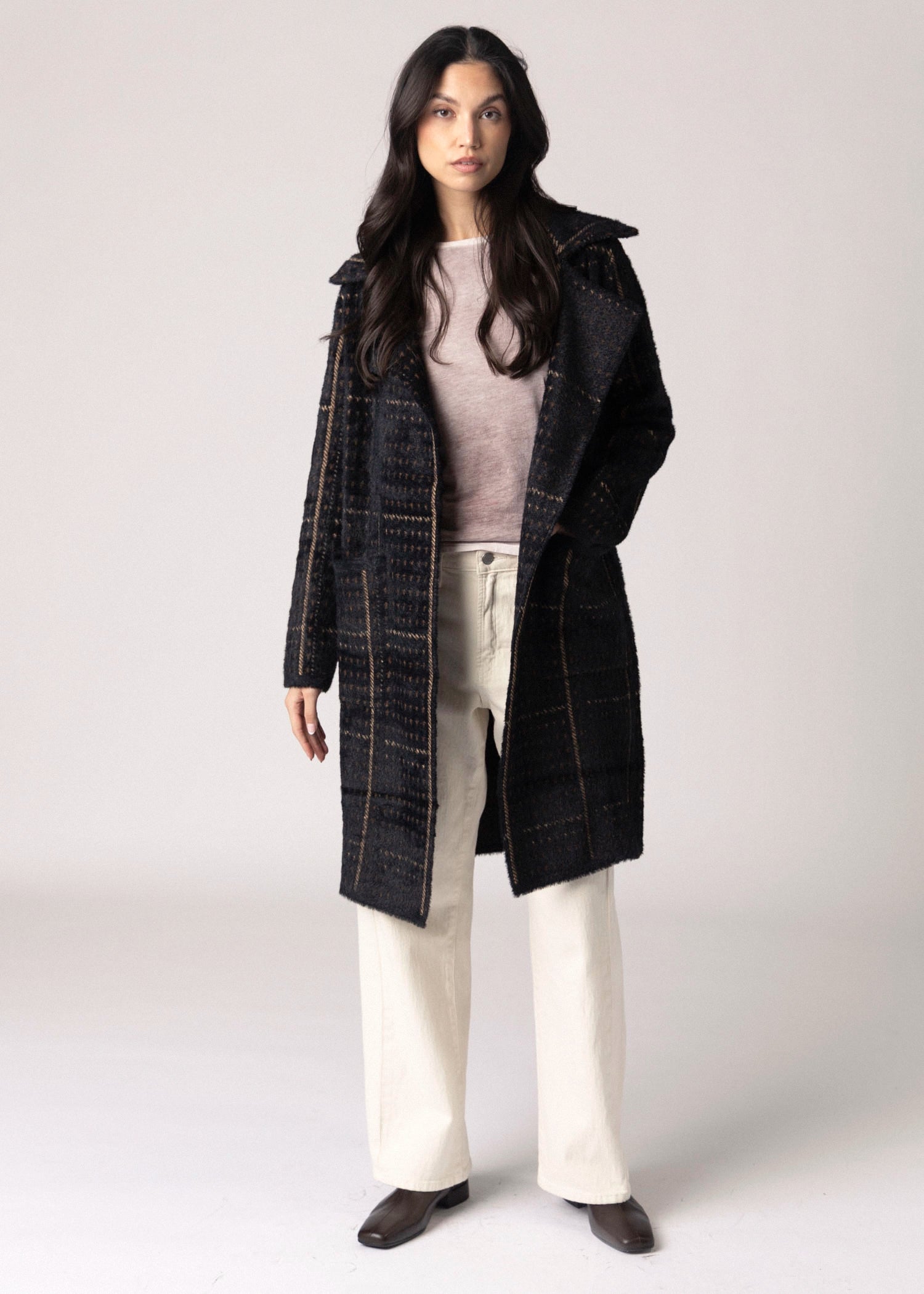 swatch_Black Multi sage the label marceau houndstooth coat