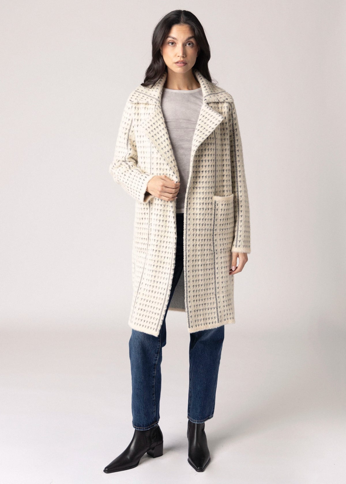 swatch_Ivory/Slate sage the label marceau houndstooth coat