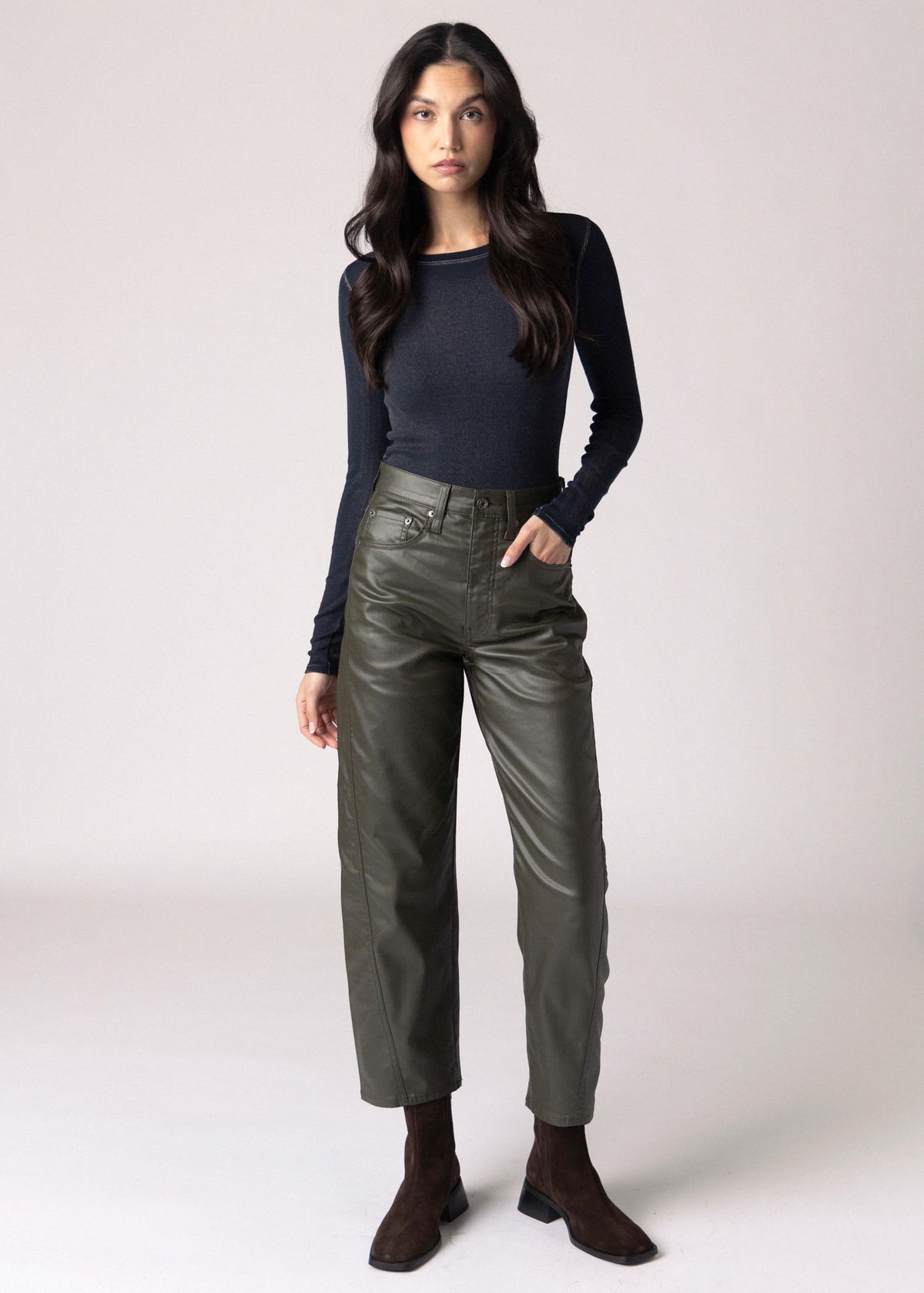 swatch_Fern daze denim westward coated barrel jean
