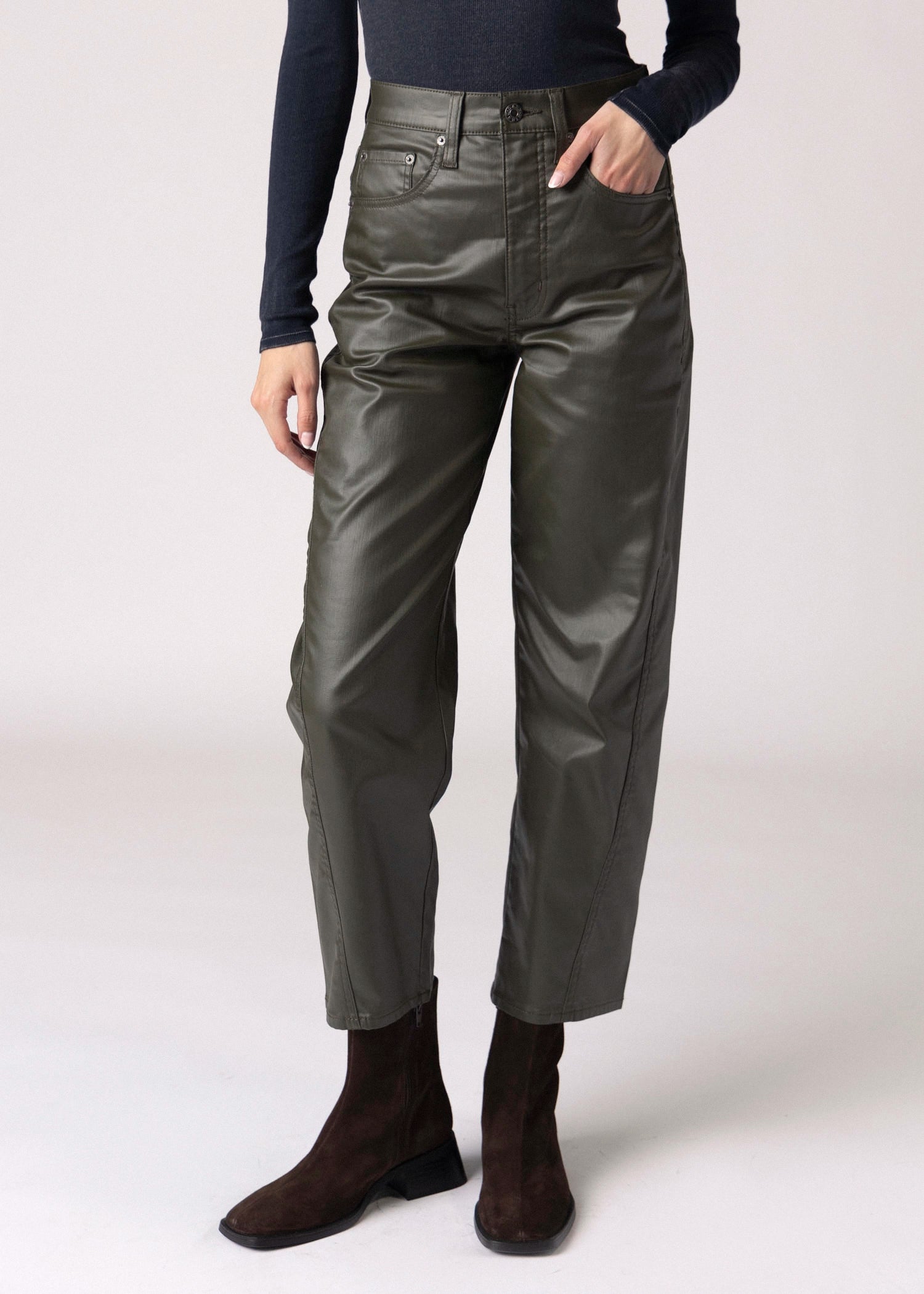 swatch_Fern daze denim westward coated barrel jean