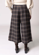 swatch_Blue/Brown plaid wide leg cropped pant
