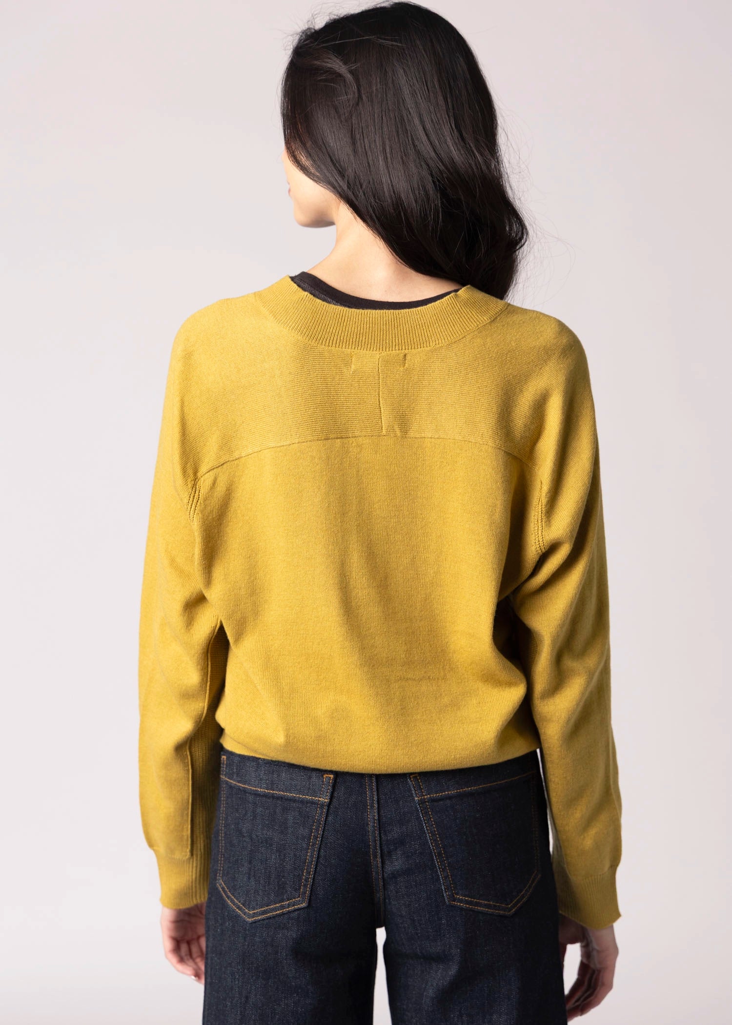 swatch_Mustard lightweight v-neck sweater