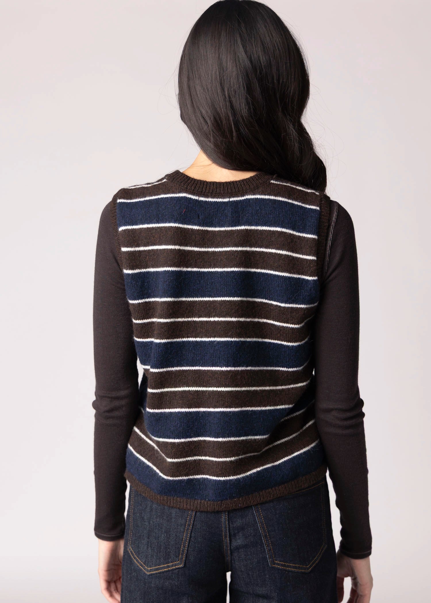 swatch_Navy/Brown stitches and stripes langston striped sweater vest