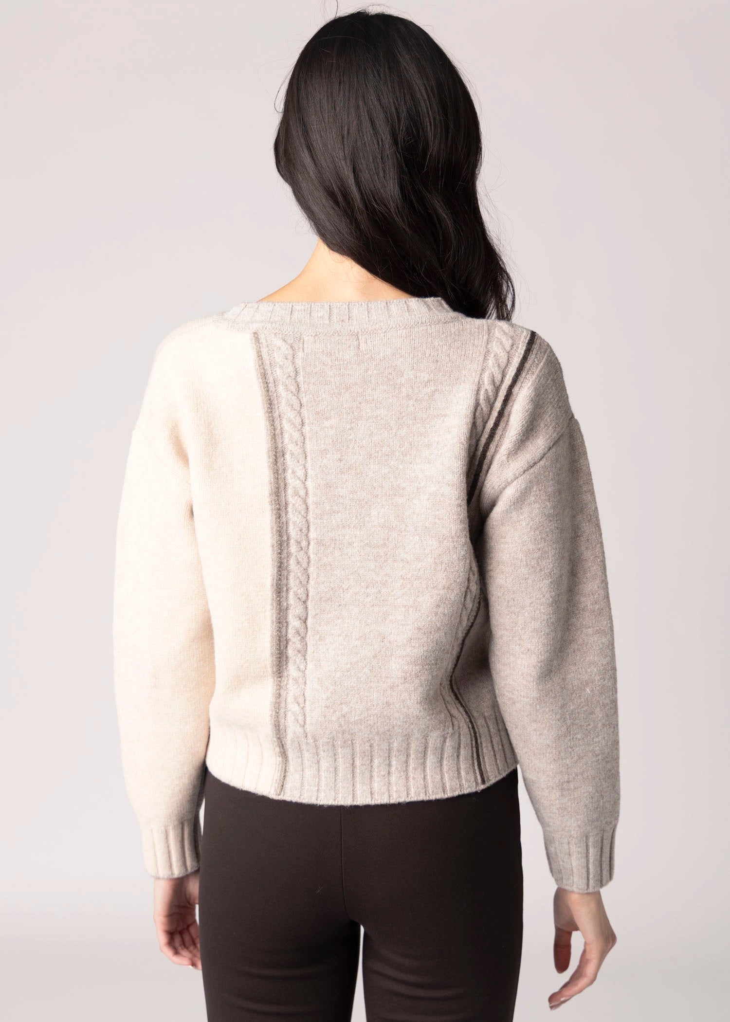 swatch_Taupe/Cream sage the label geneva colorblock sweater