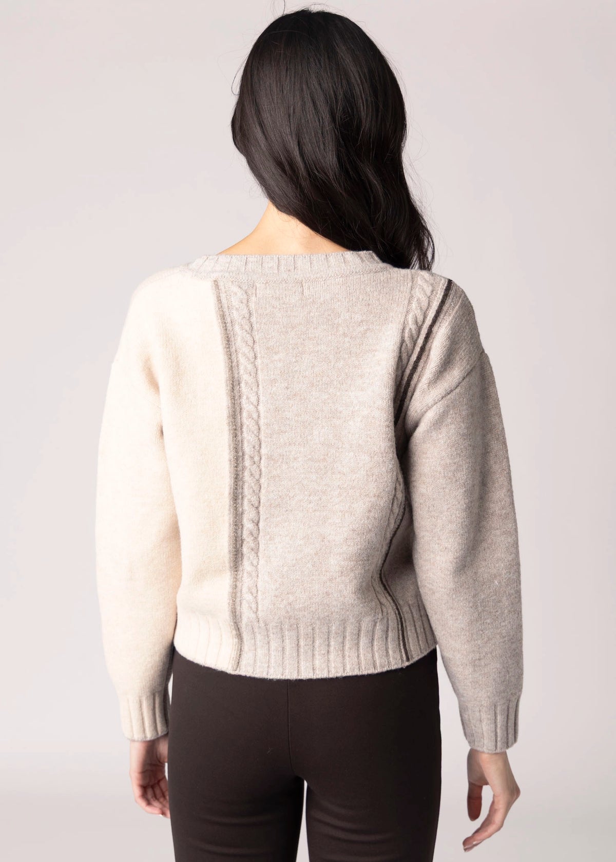 swatch_Taupe/Cream sage the label geneva colorblock sweater