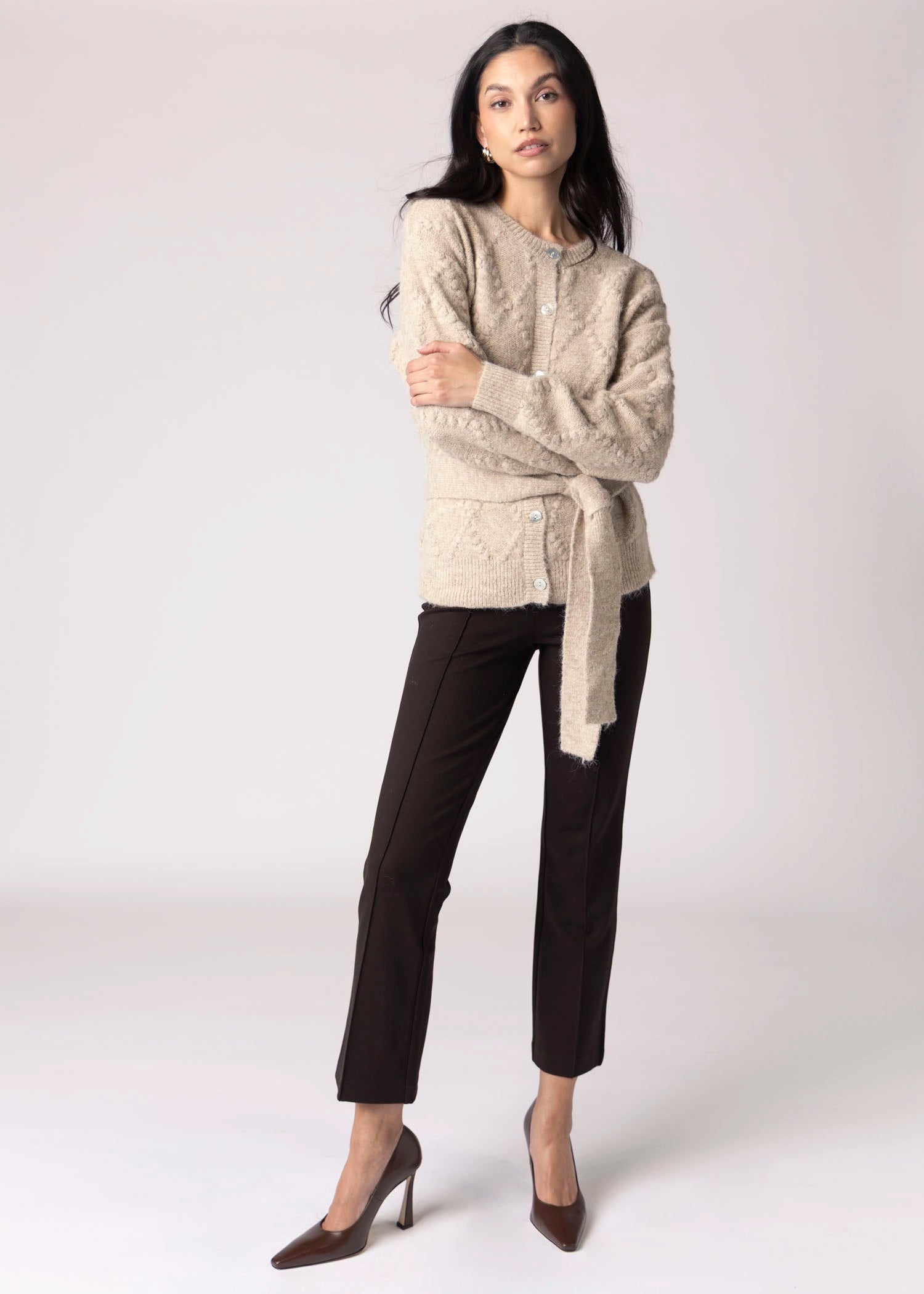 swatch_Almond greylin bonnie belted cardigan