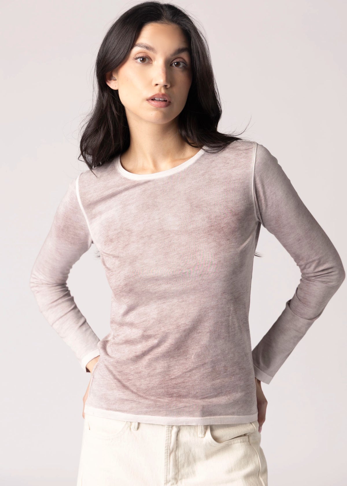 swatch_Brown/Stone patrick assaraf reverse spray pima cotton tshirt