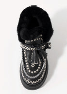 swatch_Black Leather nanku l'idea shearling lined booties