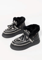 swatch_Black Leather nanku l'idea shearling lined booties
