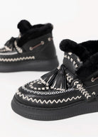 swatch_Black Leather nanku l'idea shearling lined booties