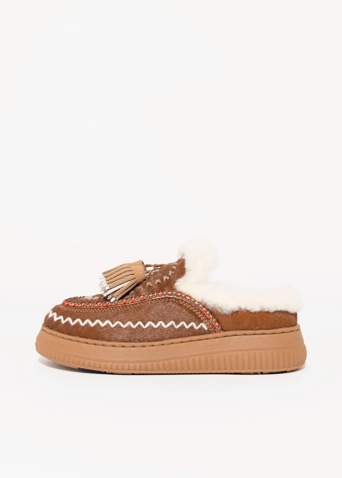 swatch_Camel Haircalf nanku l'idea shearling lined mule