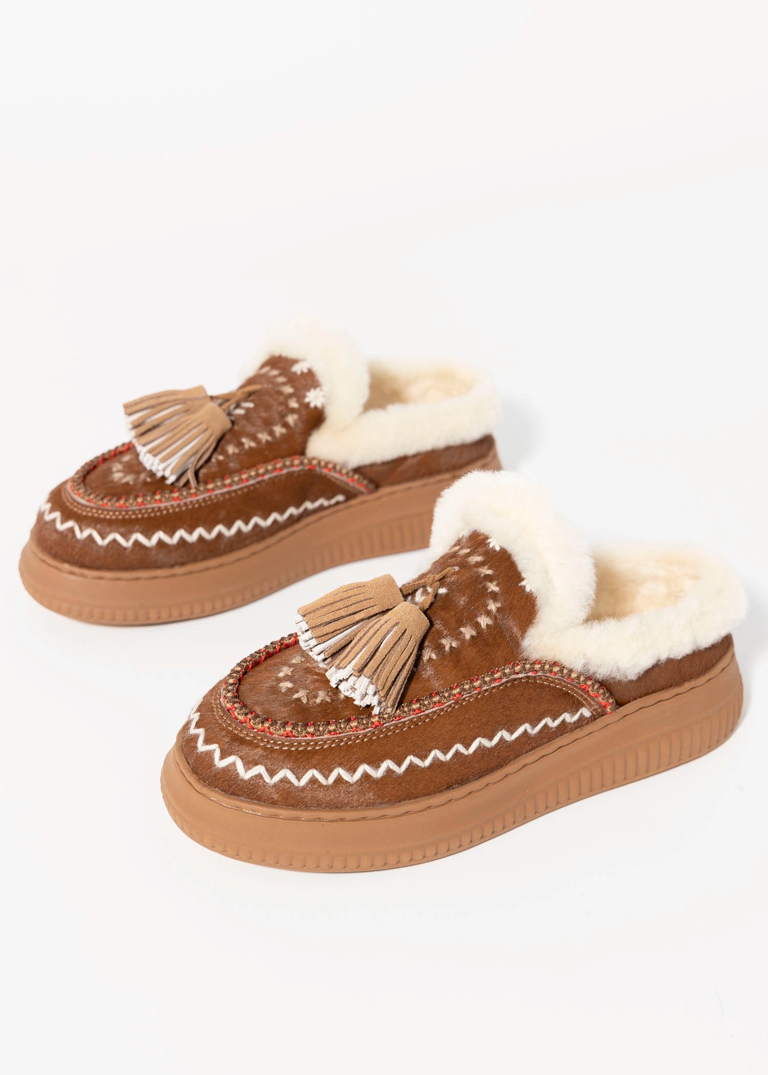 swatch_Camel Haircalf nanku l'idea shearling lined mule