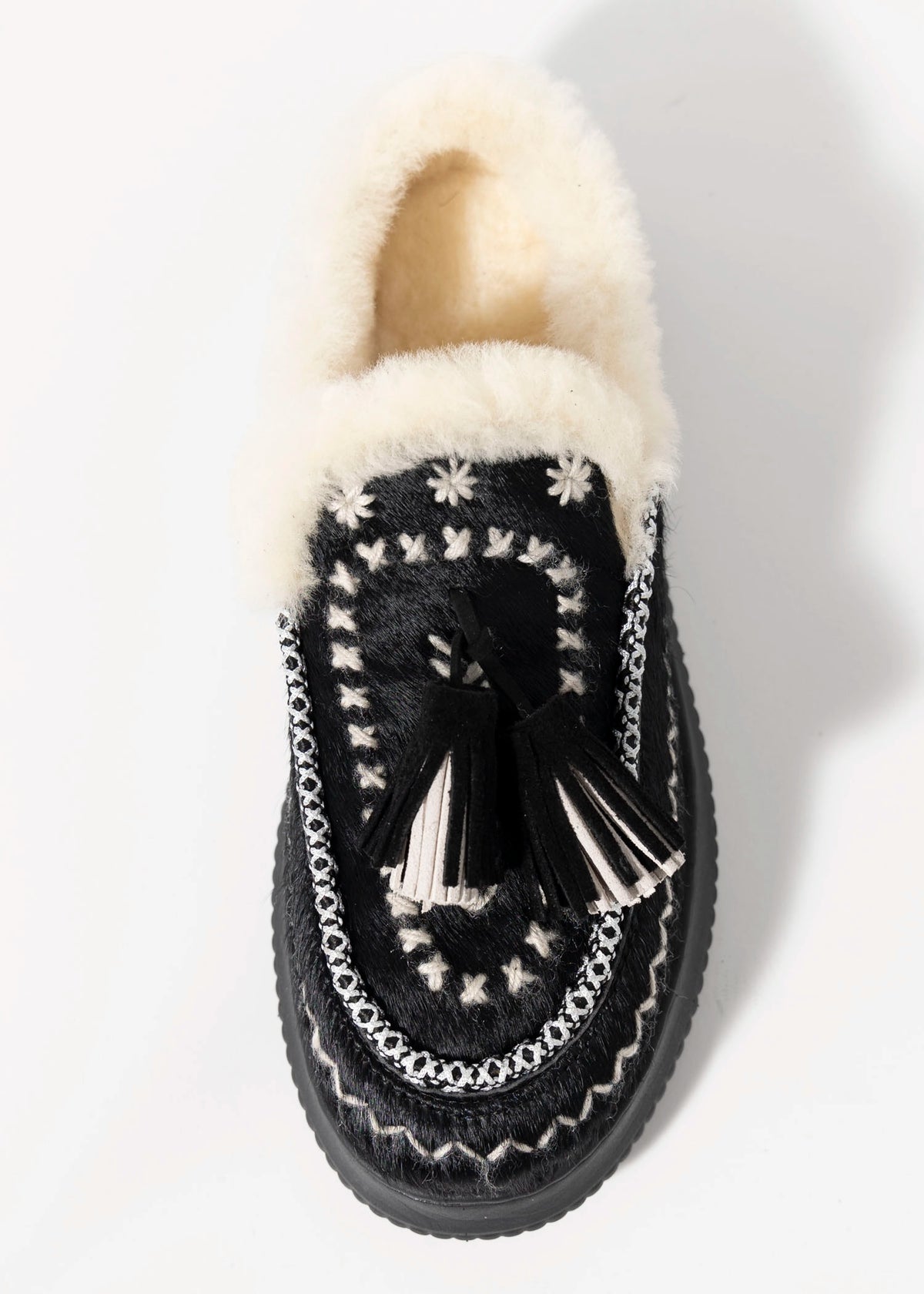 swatch_Black Haircalf nanku l'idea shearling lined mule
