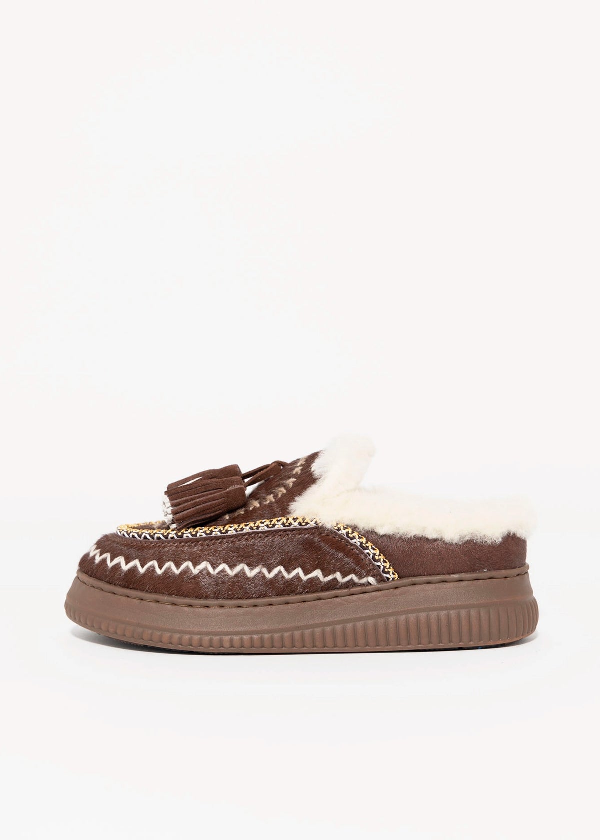 swatch_Coffee Haircalf nanku l'idea shearling lined mule