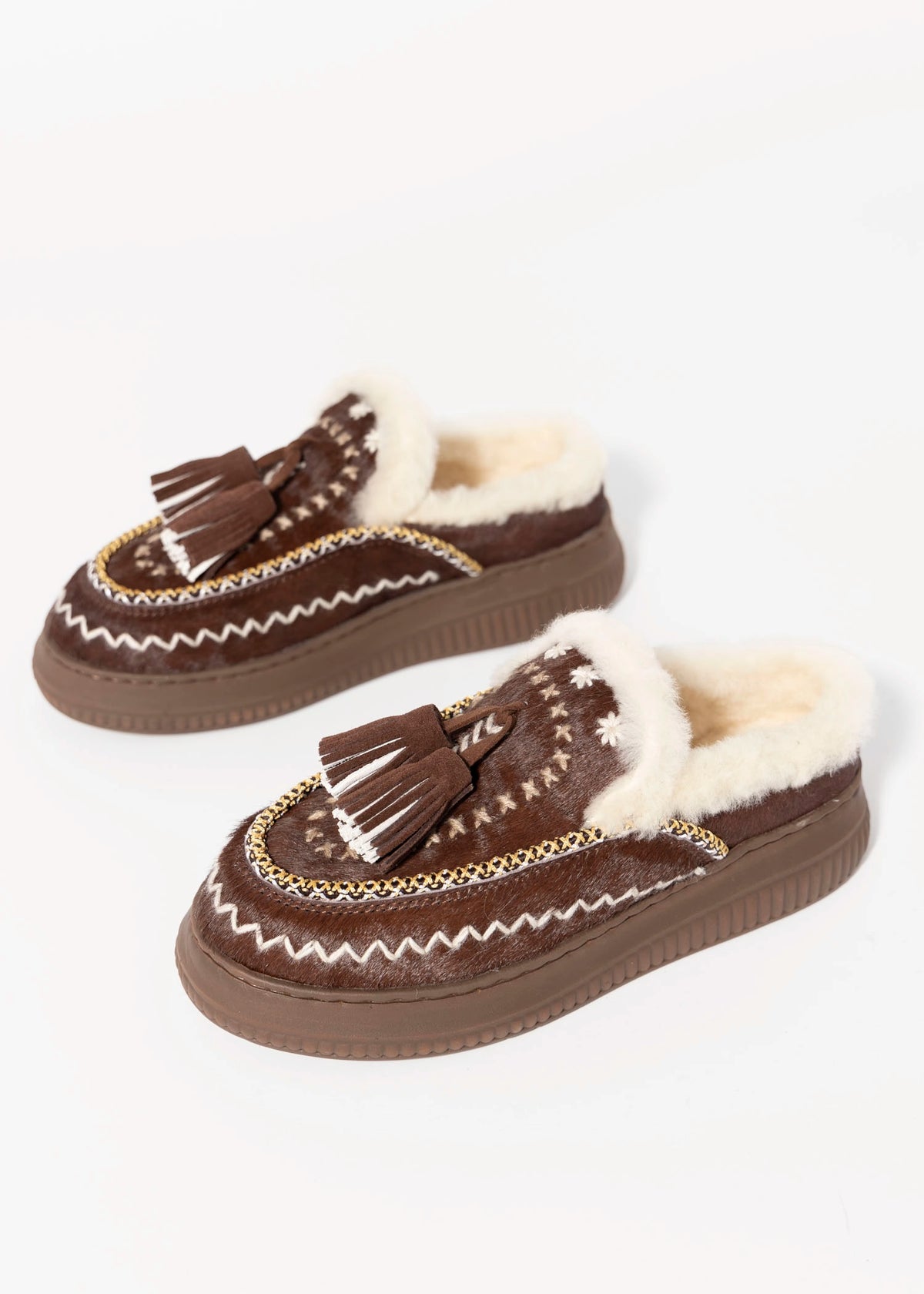 swatch_Coffee Haircalf nanku l'idea shearling lined mule