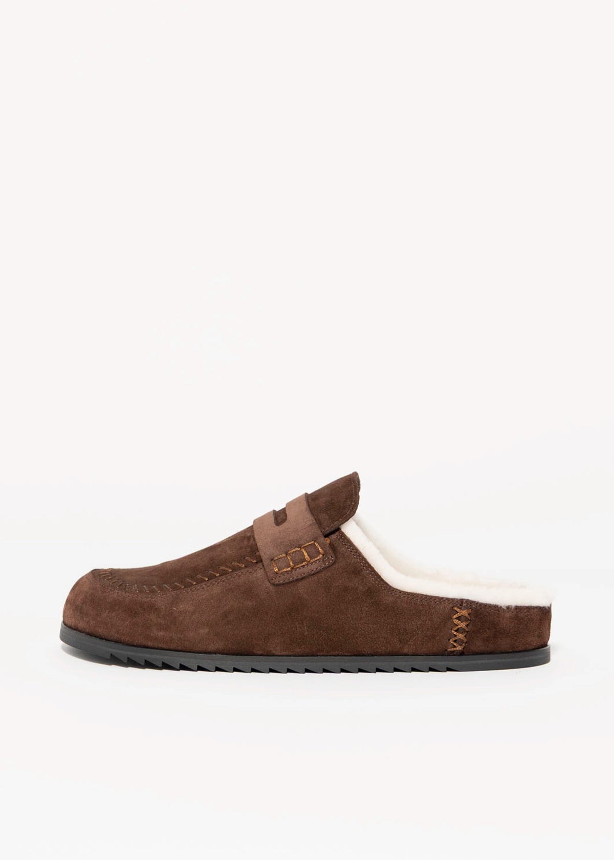 swatch_Brown Suede nova roma shearling lined clog