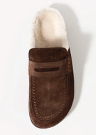 swatch_Brown Suede nova roma shearling lined clog