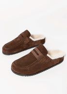 swatch_Brown Suede nova roma shearling lined clog