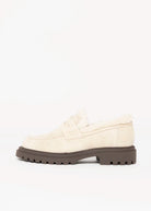 swatch_Beige Suede nova roma shearling lined lug sole loafer