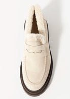 swatch_Beige Suede nova roma shearling lined lug sole loafer