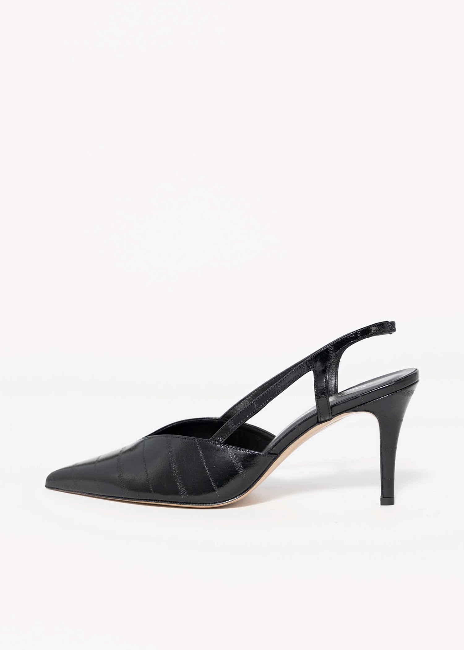 swatch_Black Eel nova roma pointed toe leather slingback pump
