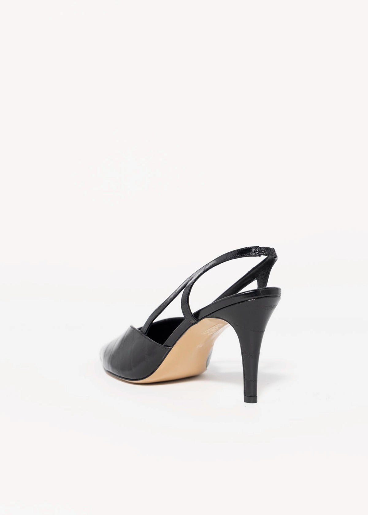 swatch_Black Eel nova roma pointed toe leather slingback pump