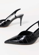 swatch_Black Eel nova roma pointed toe leather slingback pump