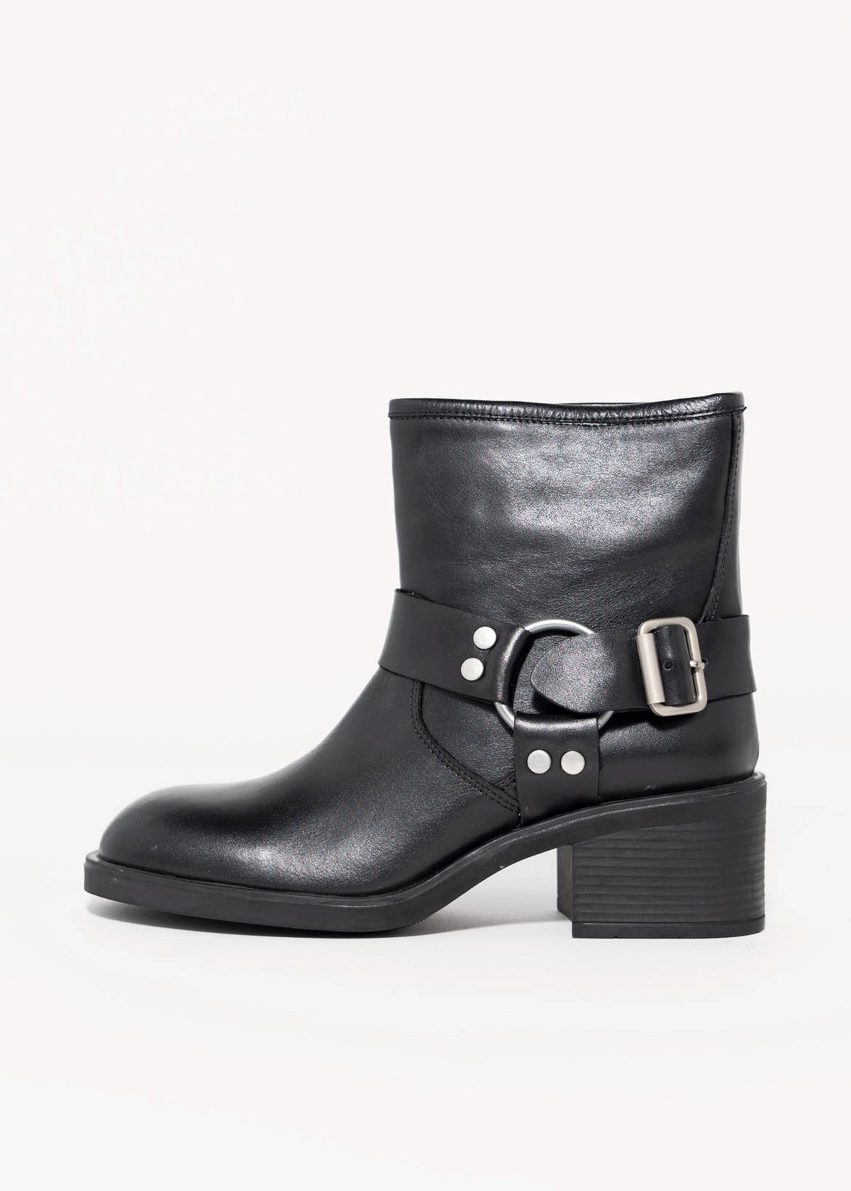 swatch_Black Leather nova roma leather harness biker boot
