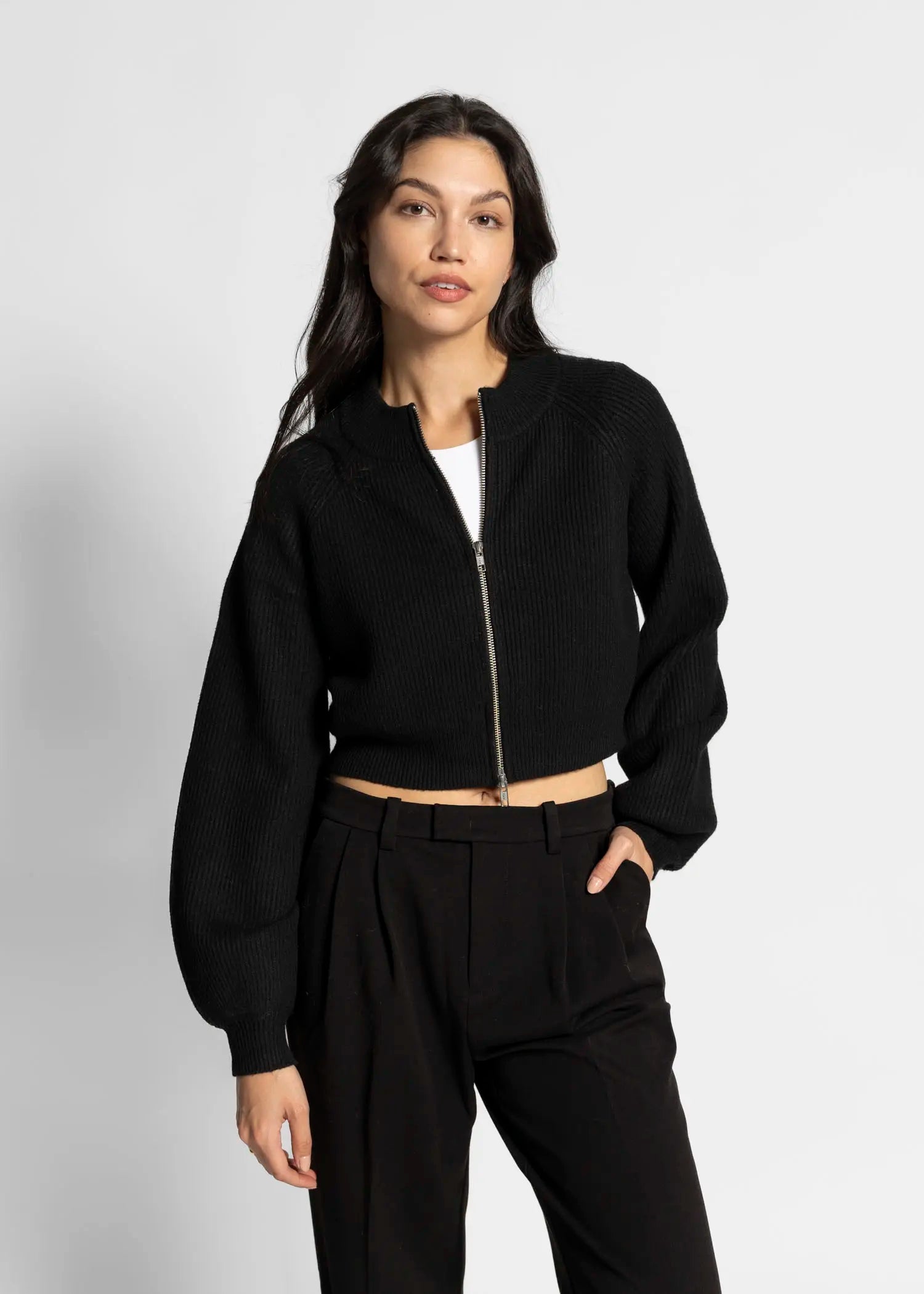 swatch_Black jordana zip cardigan