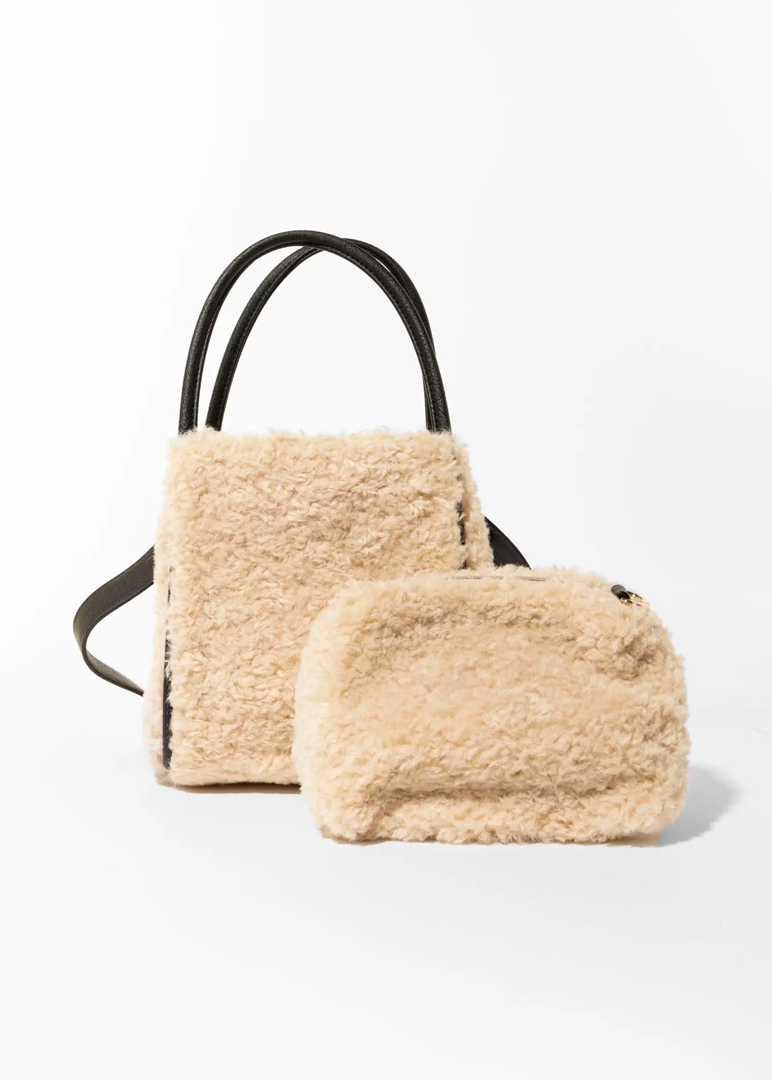 swatch_Cream hollace shearling mini tote handbags