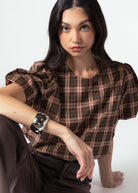 swatch_Brown Multi fore plaid blouse