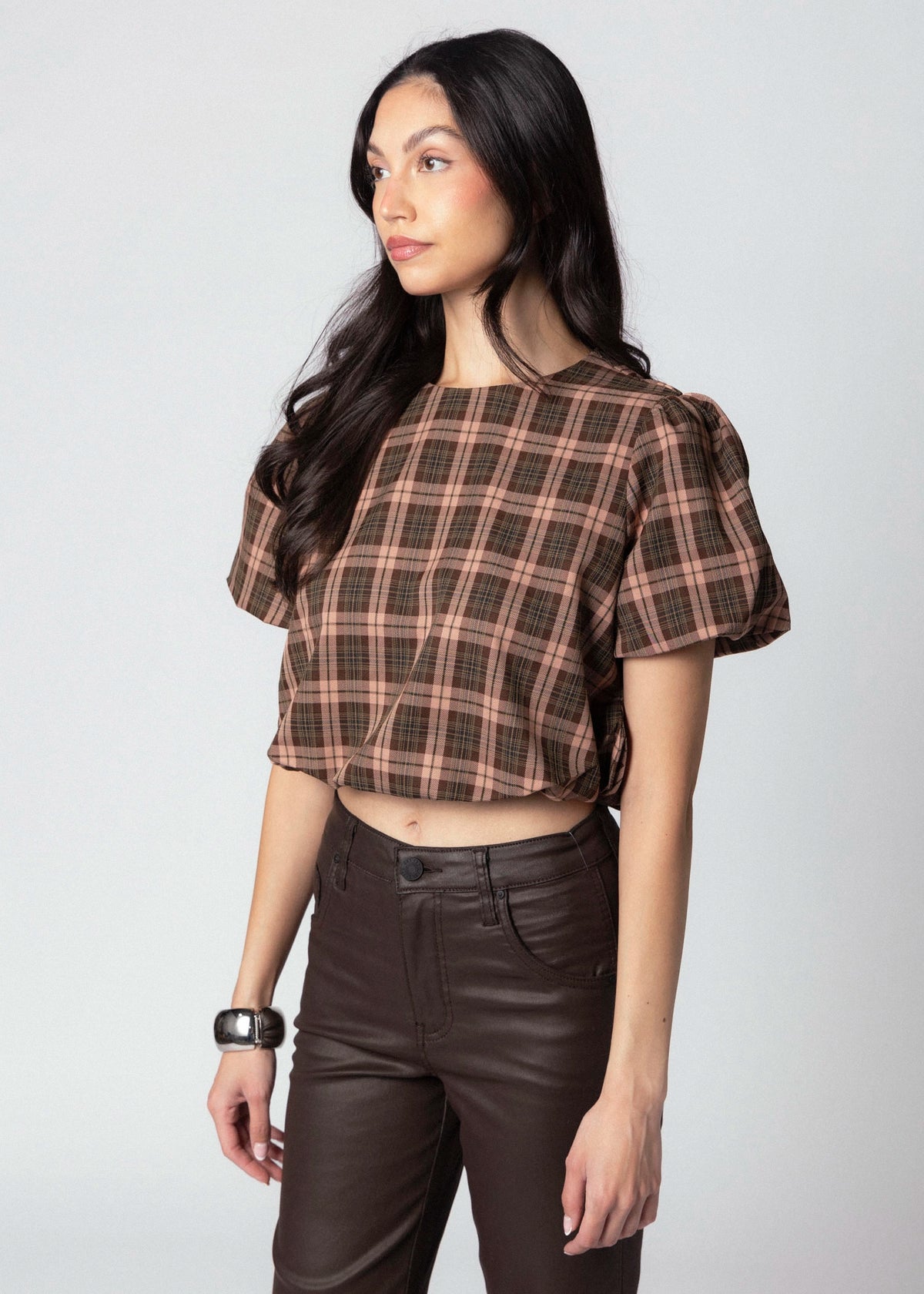 swatch_Brown Multi fore plaid blouse