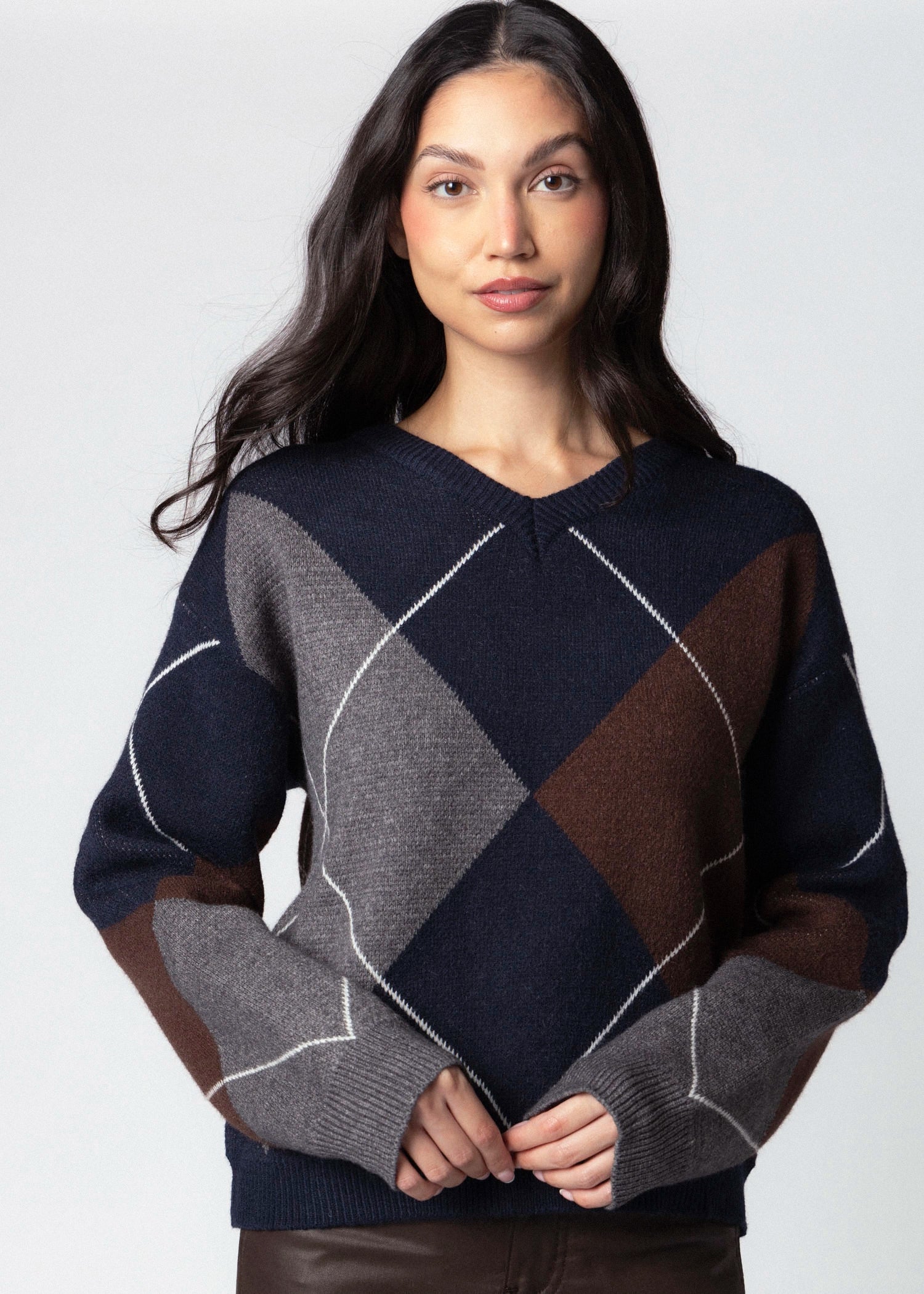 swatch_Navy/Brown the blank lab argyle sweater