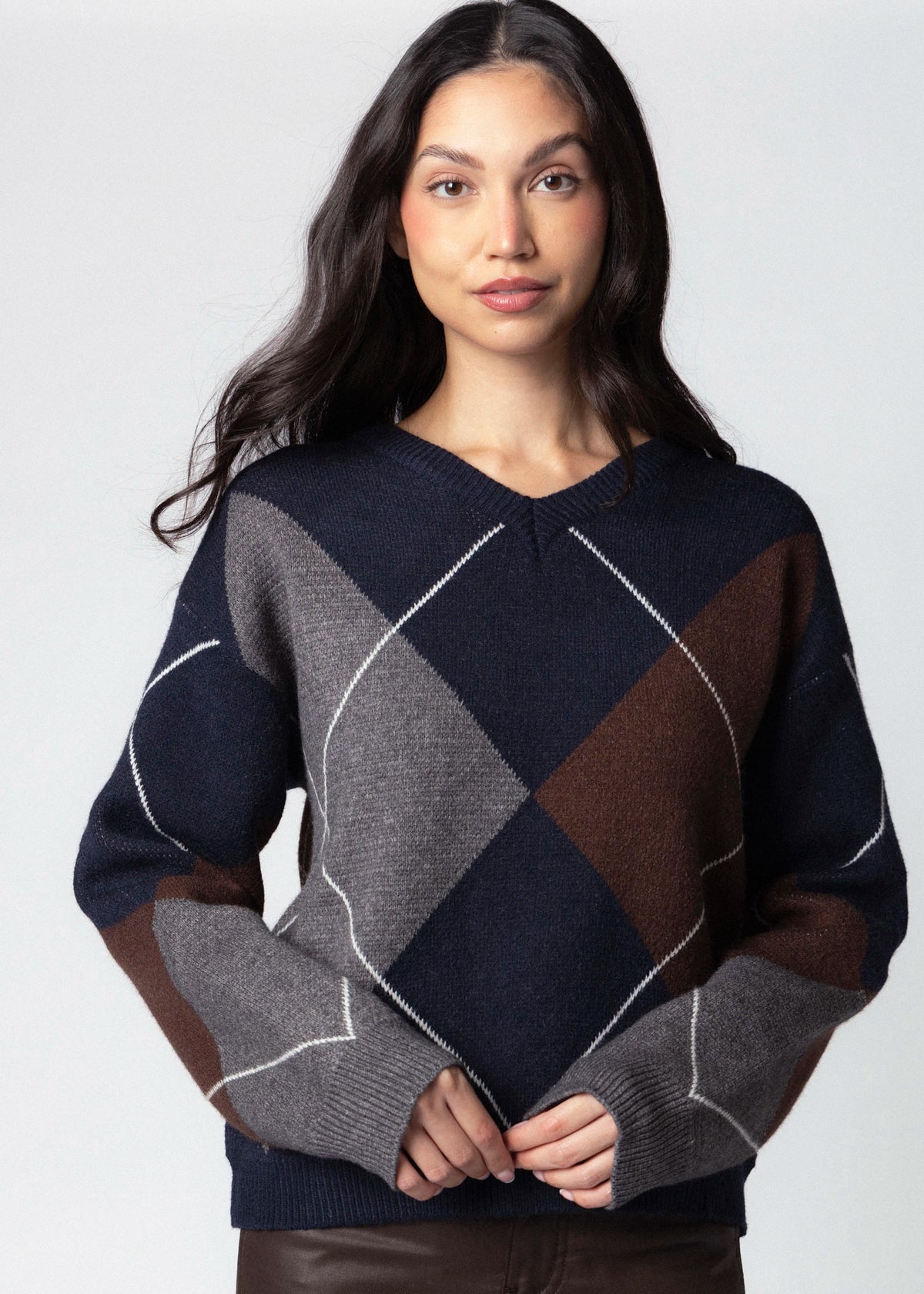 swatch_Navy/Brown the blank lab argyle sweater