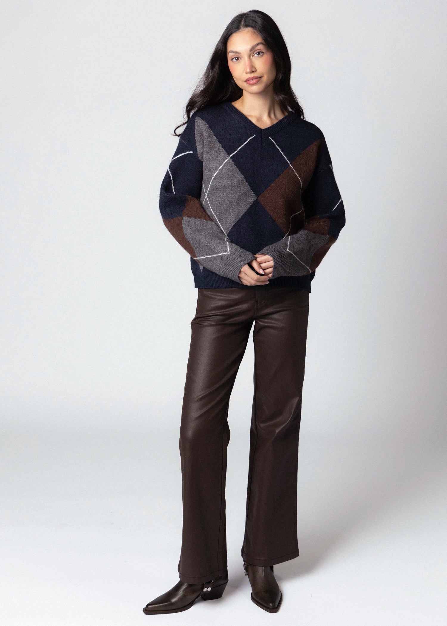 swatch_Navy/Brown the blank lab argyle sweater