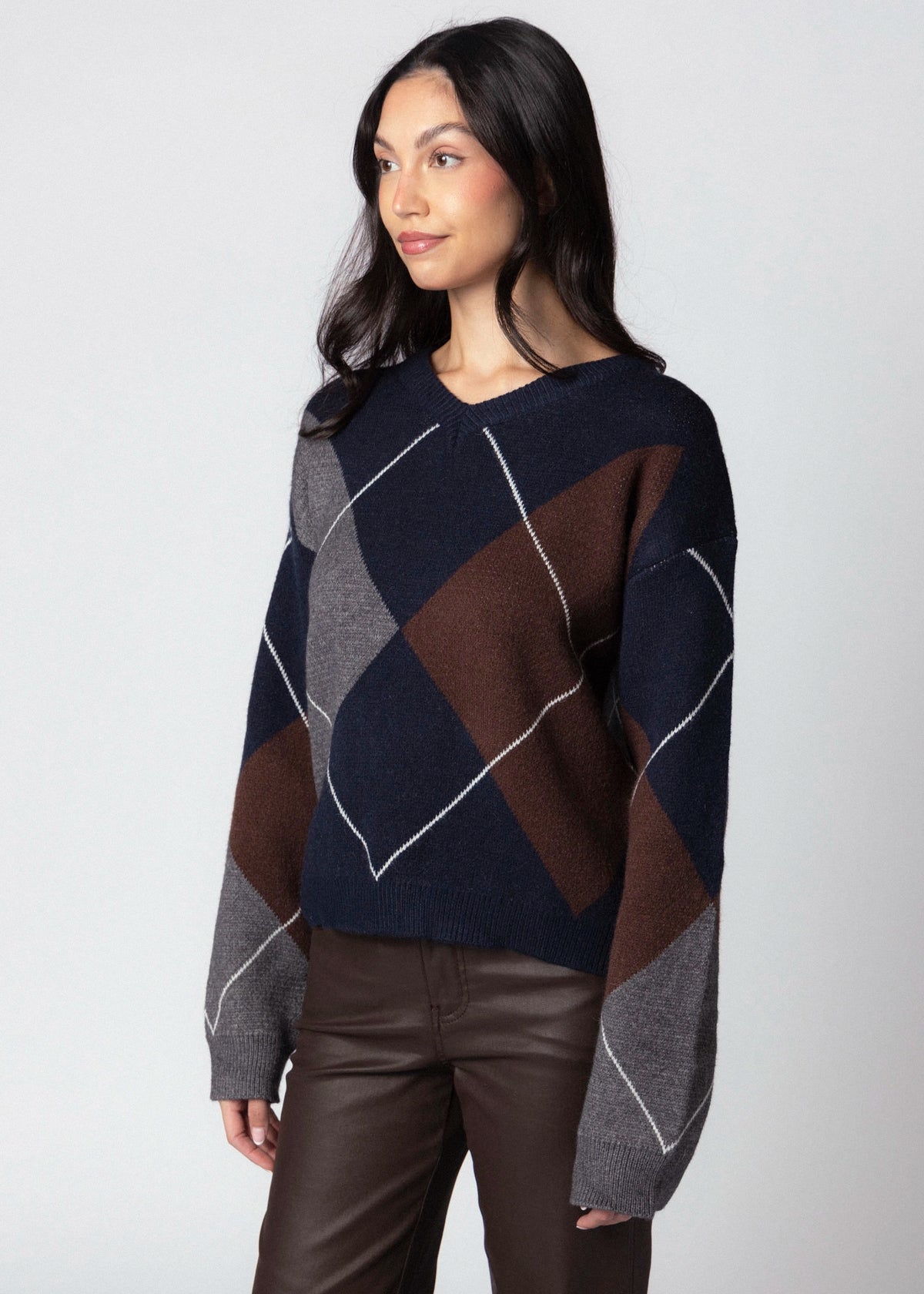 swatch_Navy/Brown the blank lab argyle sweater
