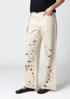 swatch_Cream embroidered cut out pants