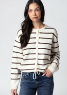 swatch_Ivory/Brown striped drawstring cardigan