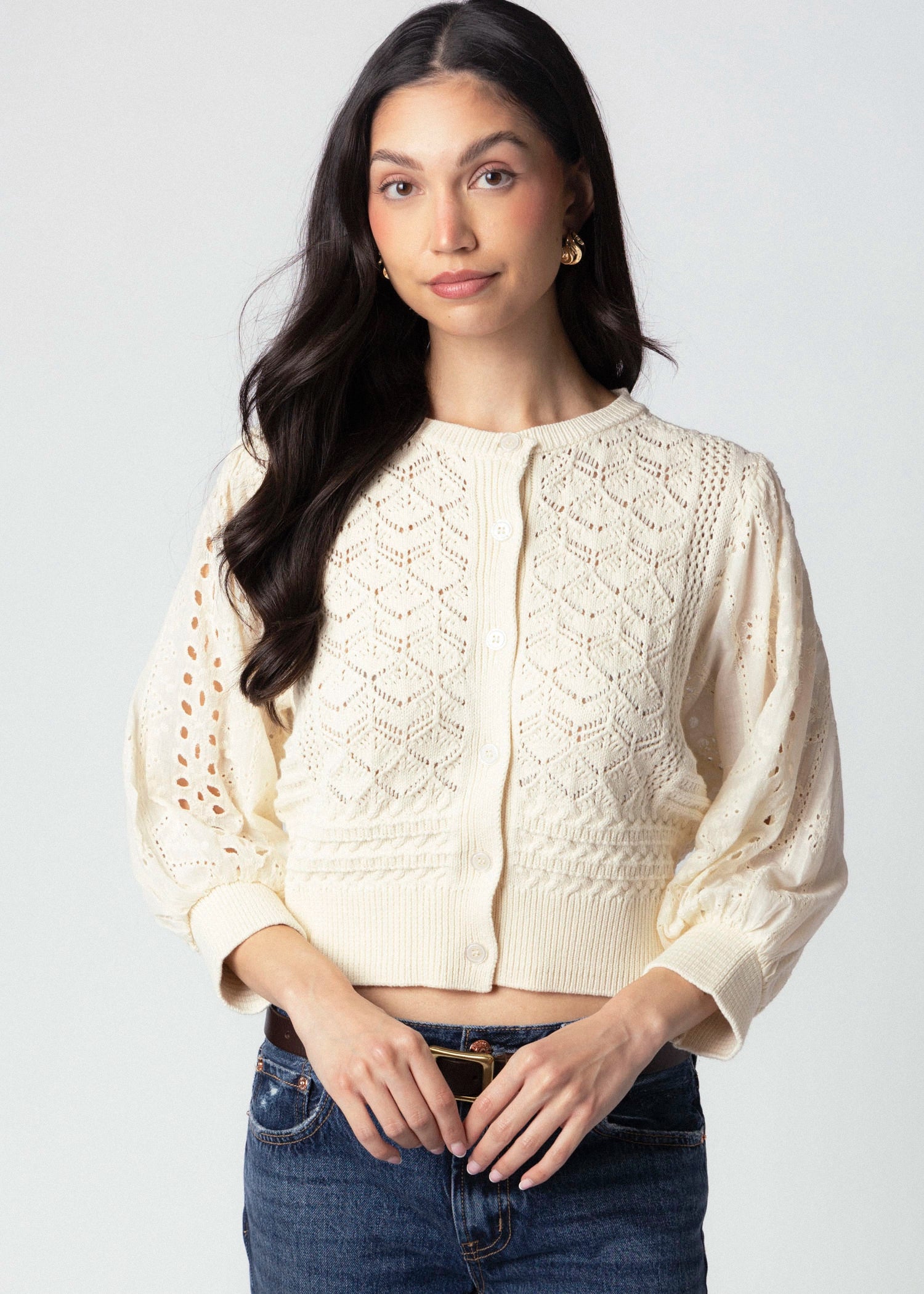 swatch_Cream hendry crochet cardigan